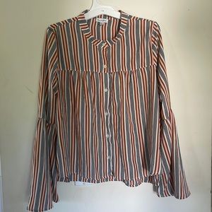 Really cute striped button down shirt with bell sleeves Lover Fire size medium